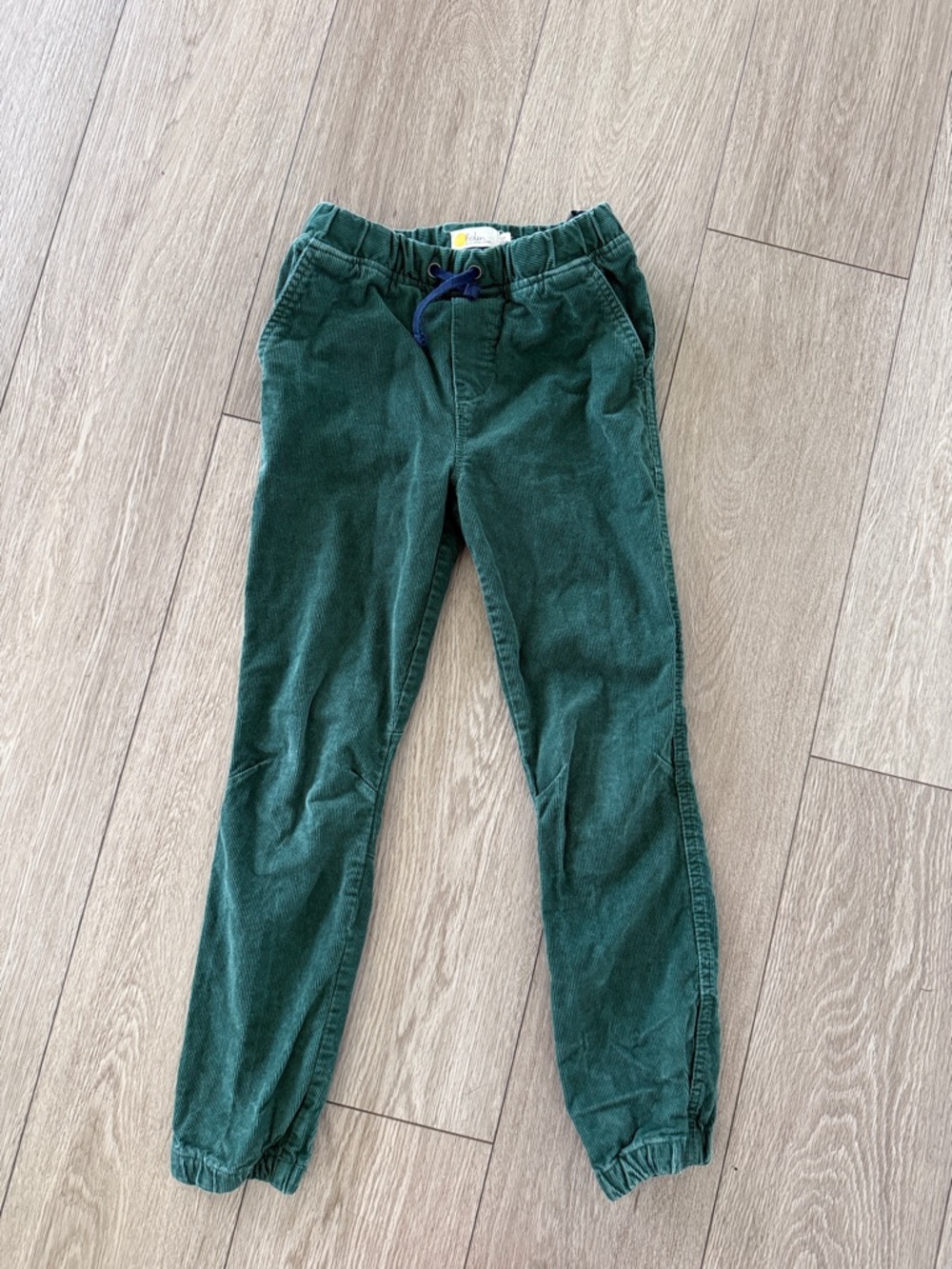 Boden forest Green Corduroy Jogger Pants with Navy Drawstring boys 8Y